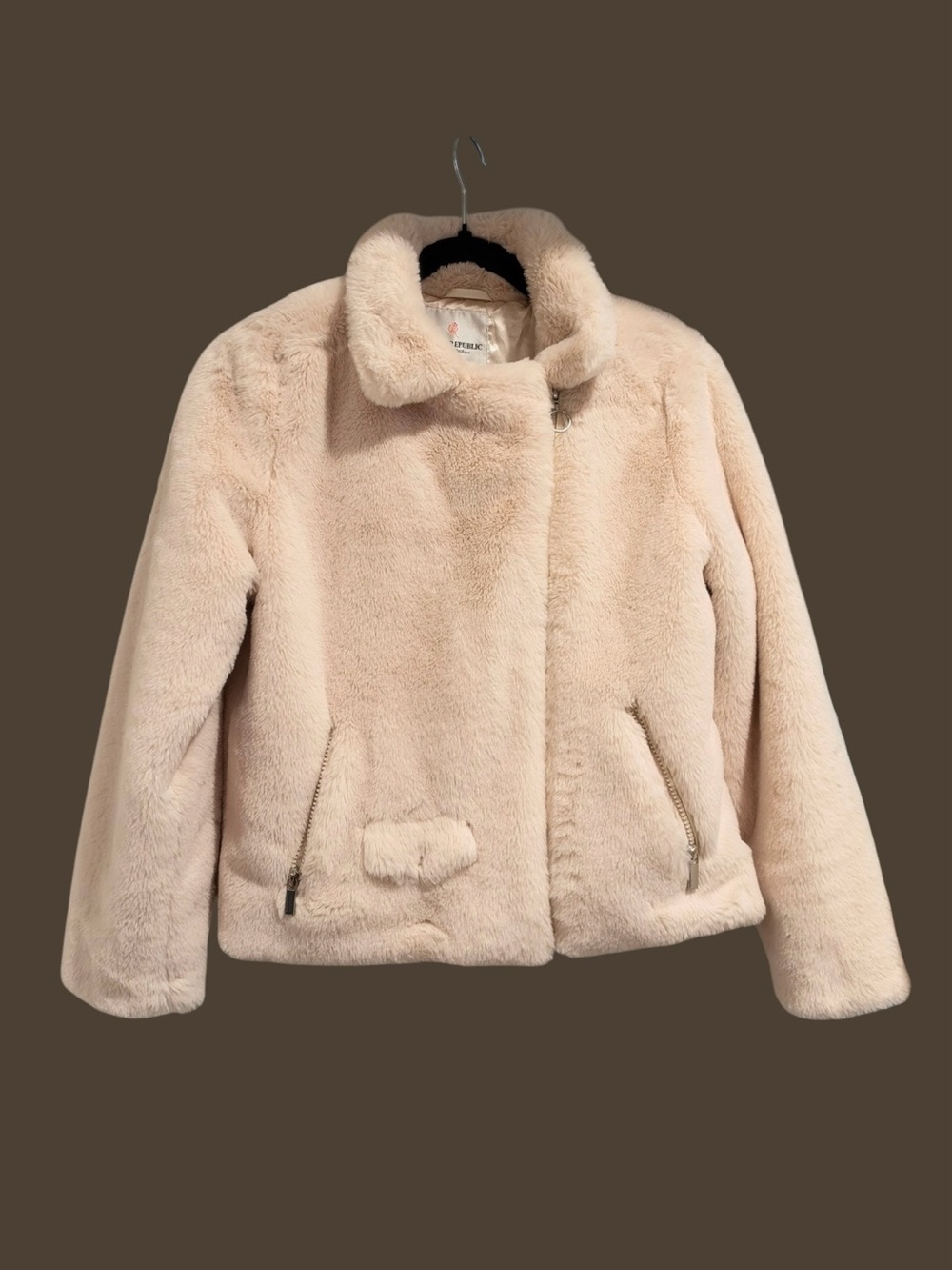 Kids Faux Fur Zip Jacket, size 14/16